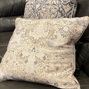Elegant Floral Accent Pillow in Cream and Brown 20x20 William morris